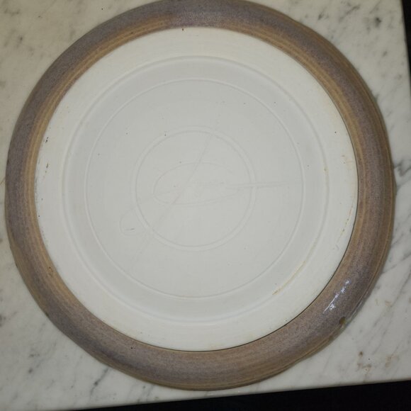 Handmade Studio Pottery Platter – Swirl Center, Celadon & Plum Glaze – Signed - Picture 5 of 7